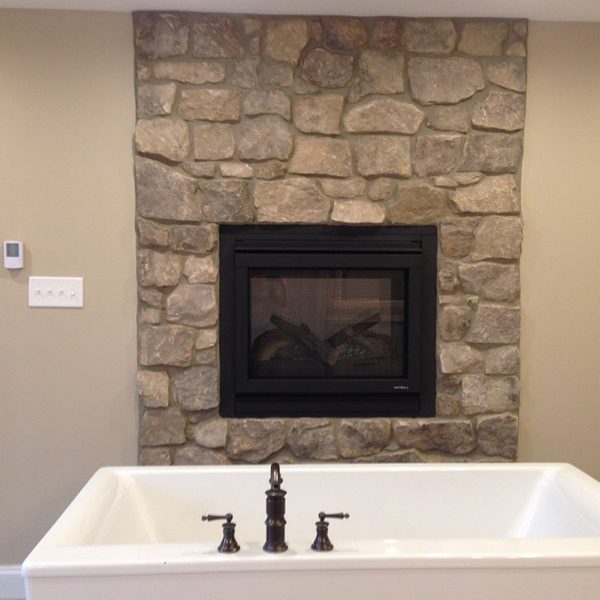 Fireplace in Bathroom | Meyer Home Sales