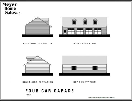 Four Car Garage 1650SF | Meyer Home Sales LLC Custom Homes and Additions